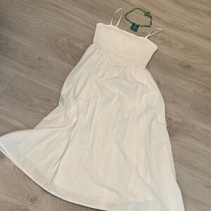 Japna White Midi Dress with Thin Straps